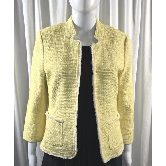 Ann Taylor Loft Tweed 3/4 Sleeves Blazer, Yellow, Sz: M, 78-35 - Picture 1 of 16